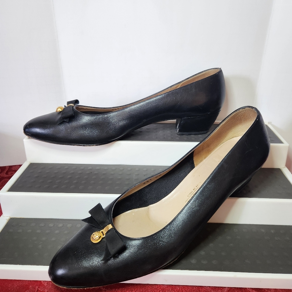 Salvatore Ferragamo Black Heels with Gold Accents
